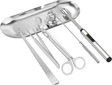 6 in 1 Candle Accessory Set,Candle Wick Trimmer Cutter,Candle Wick Dipper,Candle Wick Snuffer, Rechargeable Candle