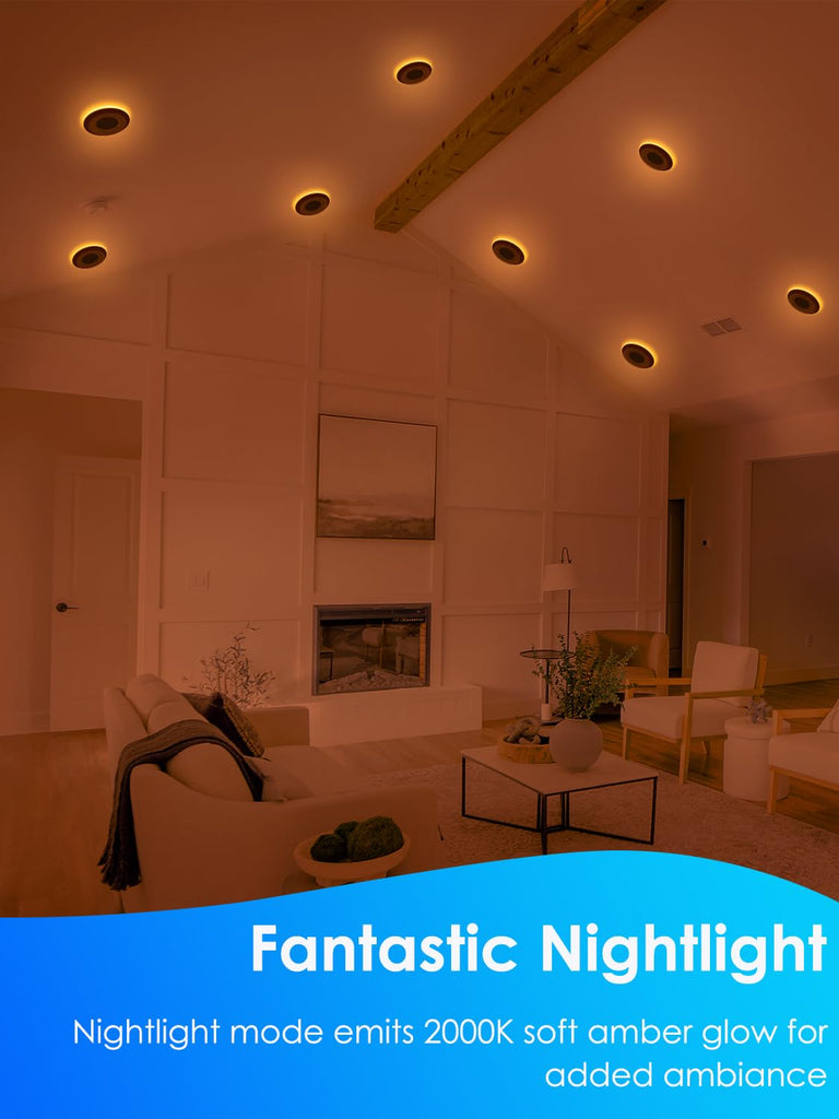 5/6 Inch LED Recessed Light with Night Light, Dimmable, 9W=85W, 3000K Warm White, 700LM Recessed Lighting Downlight