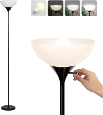Sky Dome Dimmable LED Floor Lamp, Torchiere Floor Lamp, & Office - Tall Torch Standing Lamp, Modern 