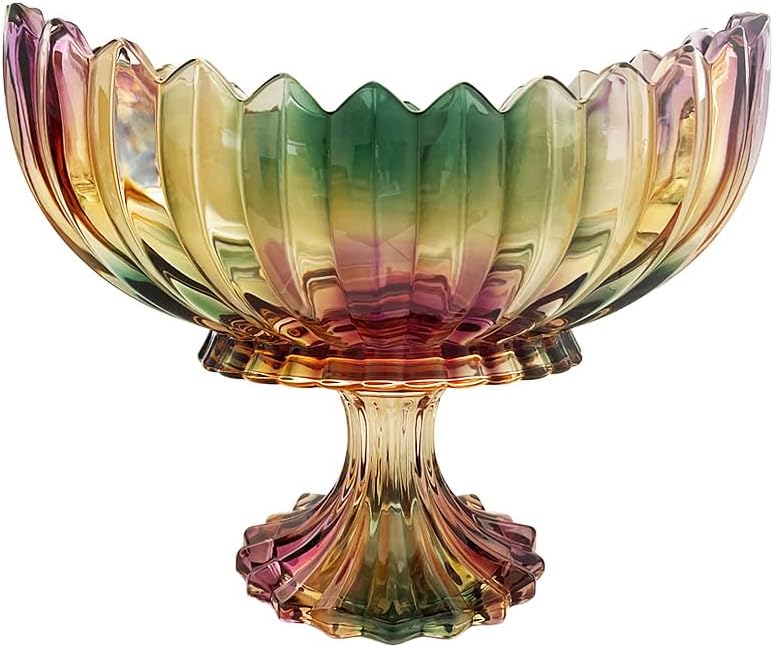Crystal Glass Pedestal Footed Fruit Bowl Decorative Table Centerpiece