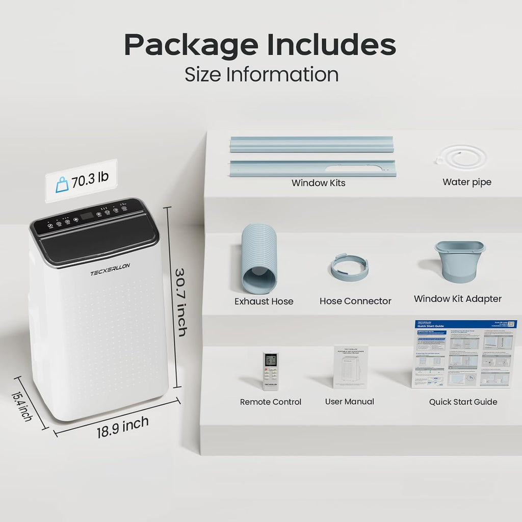15000 BTU Portable Air Conditioners Cools Up to 800 Sq.Ft., 4-in-1 Smart Portable AC Unit with Cooling, Dehumidifier
