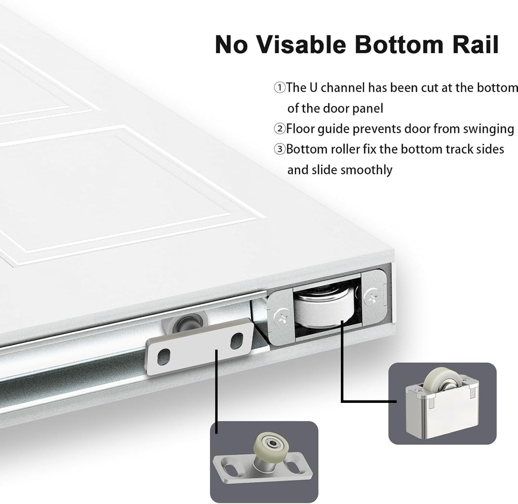 36"x84" Concealed Sliding Barn Door with Soft Close Hardware Kits, White Primed Solid Core Hidden Do