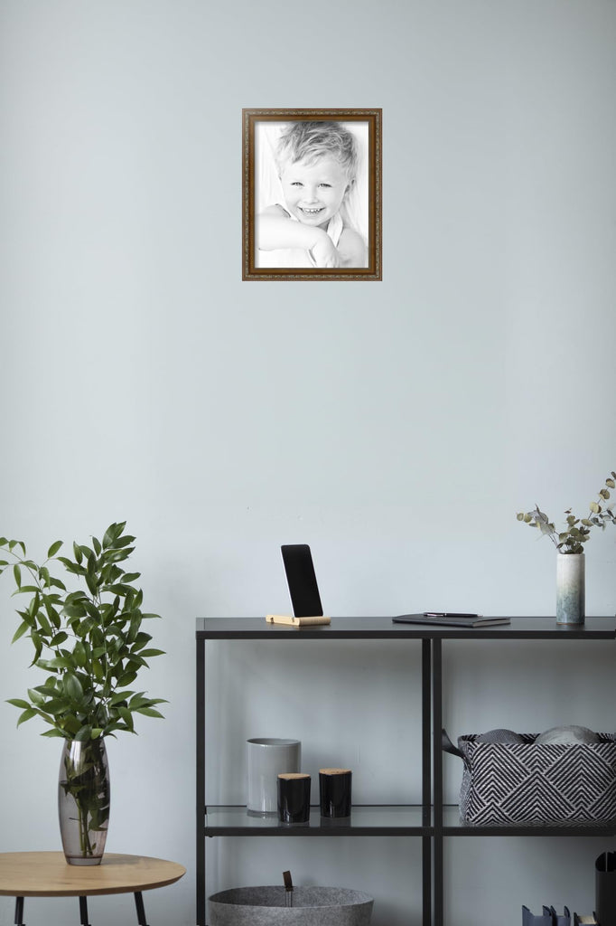 11x14 Inch Gold Picture Frame, This 1.2500 Inch Custom Poster Frame is Dark Gold - Comes with Glass and Corrugated