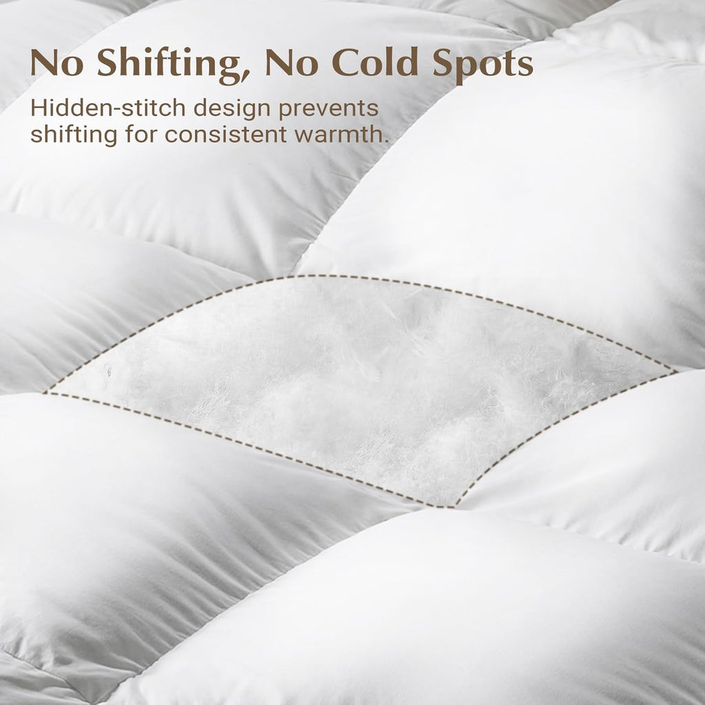 Feather Down Fiber Comforters King Fluffy All Season Duvet Insert Soft Breathable Bedding Comforter 