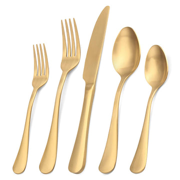 Matte Gold Silverware Set, Satin Finish 20-Piece Stainless Steel Flatware Set,Kitchen Utensil Set Service