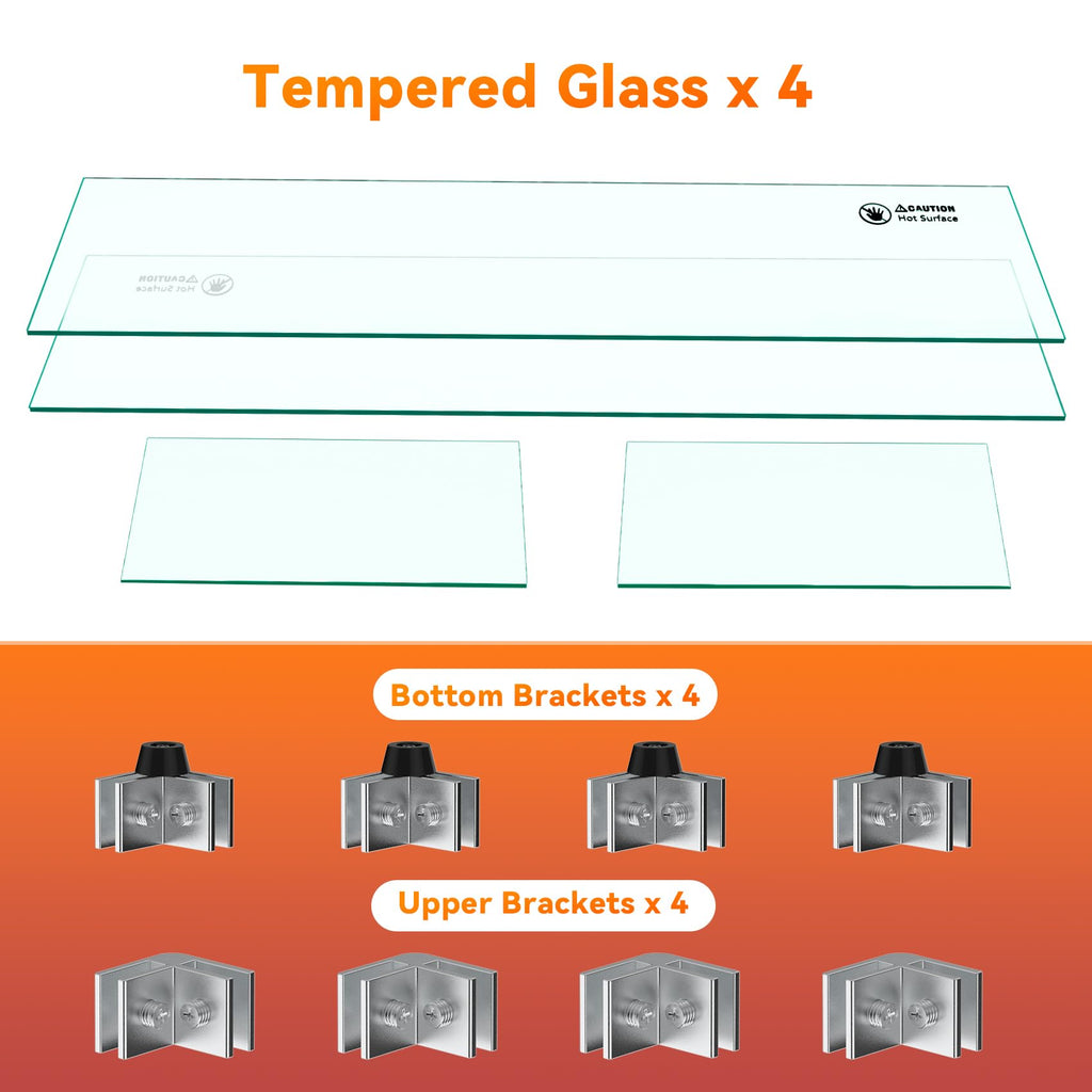30 x 14 Inches Rectangular Fire Pit Glass Wind Guard