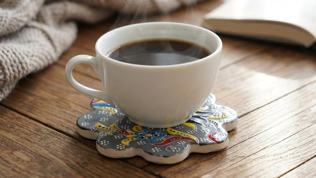 Hand-Painted Turkish Ceramic Coaster Set (3 Pack) - Absorbent, Durable Drink Coasters for Coffee, Tea & Tabletop