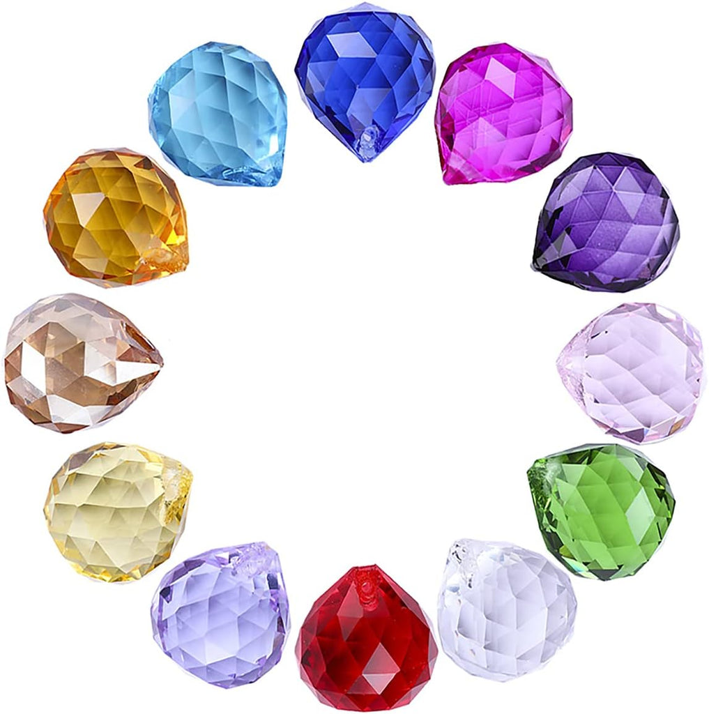 10pcs 40mm Crystal Suncatcher Prism Ball Rainbow Hanging Pendants Maker with Hole for Chandelier Feng Shui Window, Pink