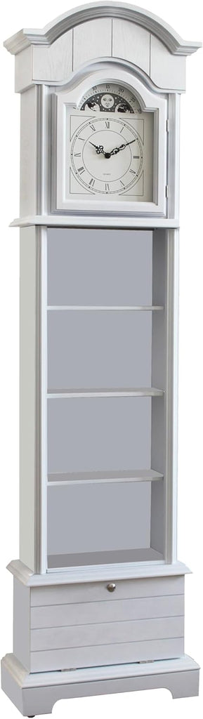 72'' Traditional Floor Standing Wood Grandfather Clock with White Finish