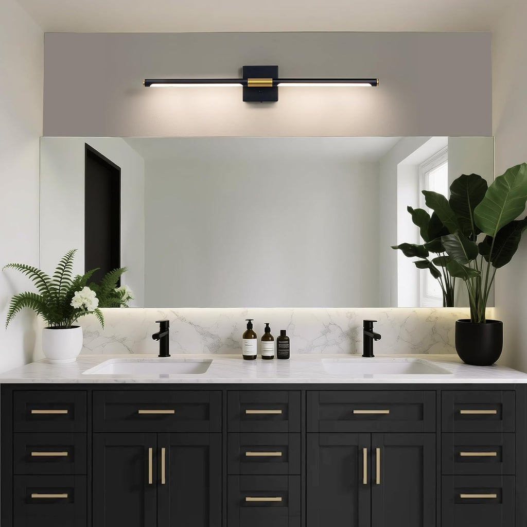 Black Gold Vanity Light Fixtures Over Mirror 30 inch LED Bath Sconces IP44 5CCT Adjustable Morden Picture Lights for