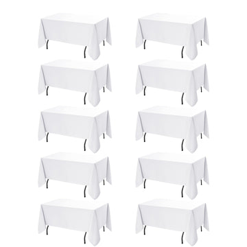 10-Pack White Tablecloths for Rectangle Tables, 60 x 120 Inches