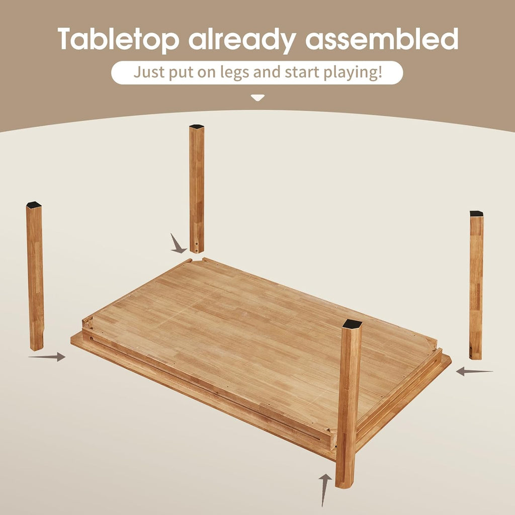 Board Game Table with Removable Table Top, Seats 4 to 6 Players with 57in 33in Play Area, Includes Play Mat