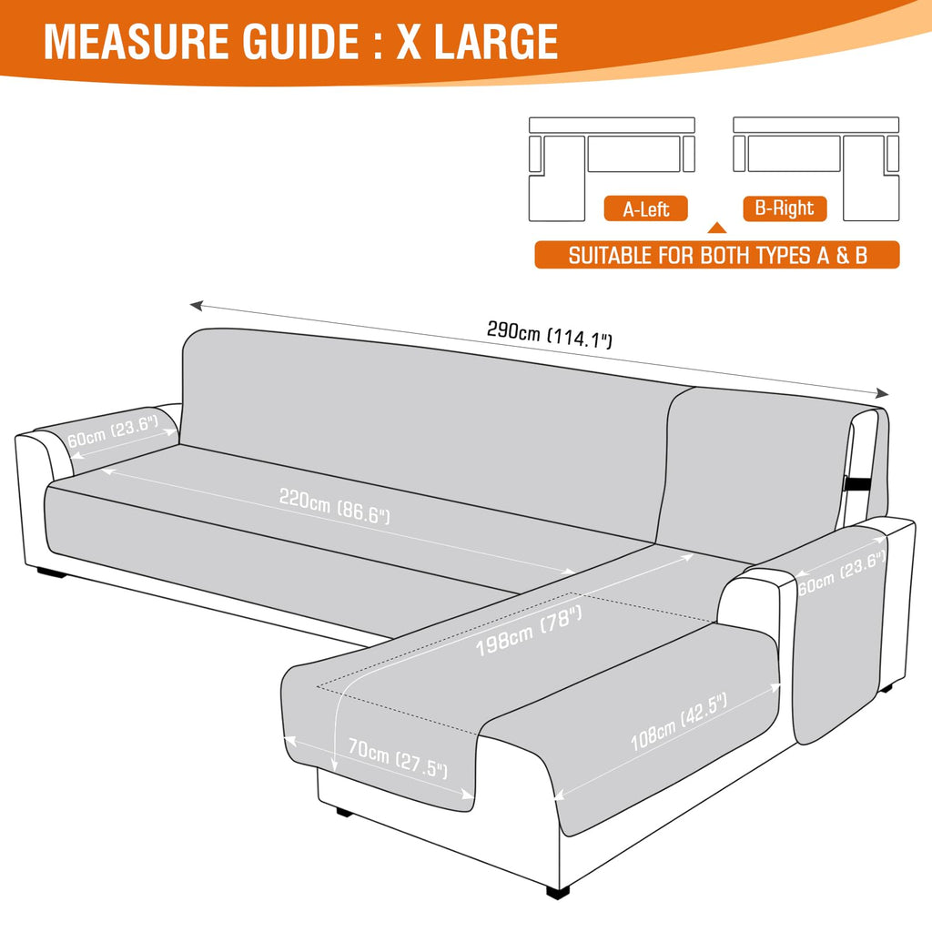 Sectional Couch Covers, L Shaped Sofa Slipcover, X-Large, Khaki