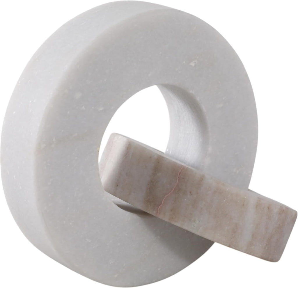 Home Decor and Bathroom Decor Marble Double Ring - Modern Shelf Sculpture and Office Accents for Room Styling