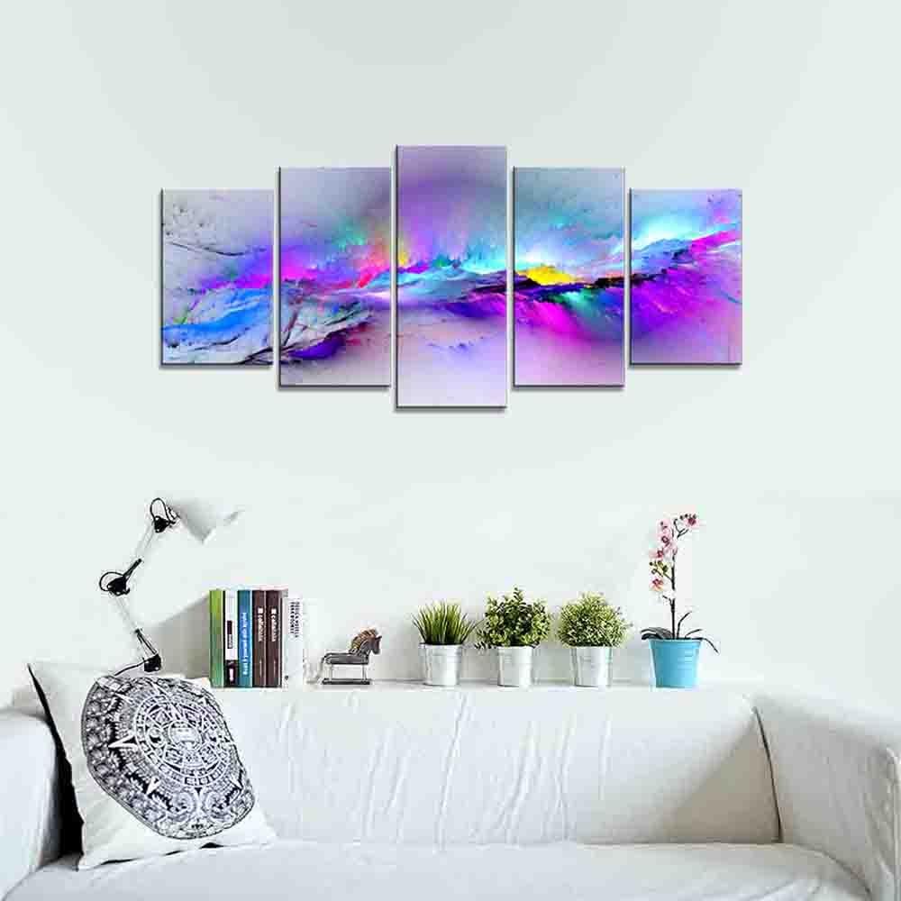 Changing Colors Giclee Canvas Prints 5 panels Modern Artwork Landscape Pictures to Photo Printed on Abstract Canvas - Set of 5