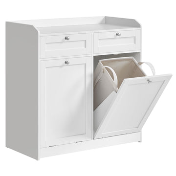 Laundry Cabinet with Tilt-Out Basket, 2 Drawers, 2 Baskets
