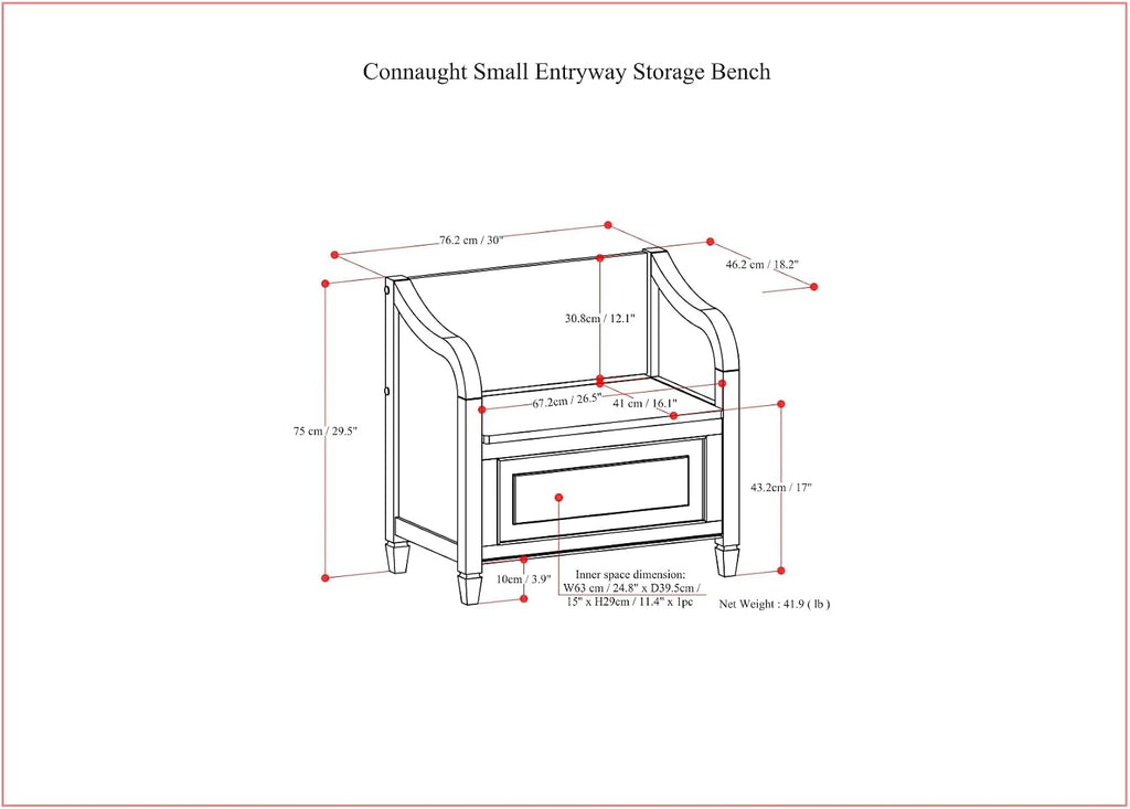 Connaught 51" Wide Solid Wood Trunk Bench in Black | Traditional entryway bench with lift-up lid and hidden storage