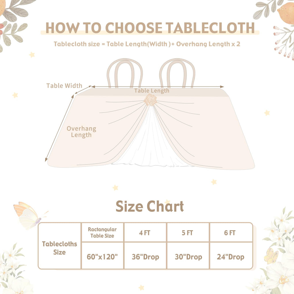 Ivory Lace Tablecloth 60x120 Inch Vintage Rectangle Lace Overlay 4 Pieces