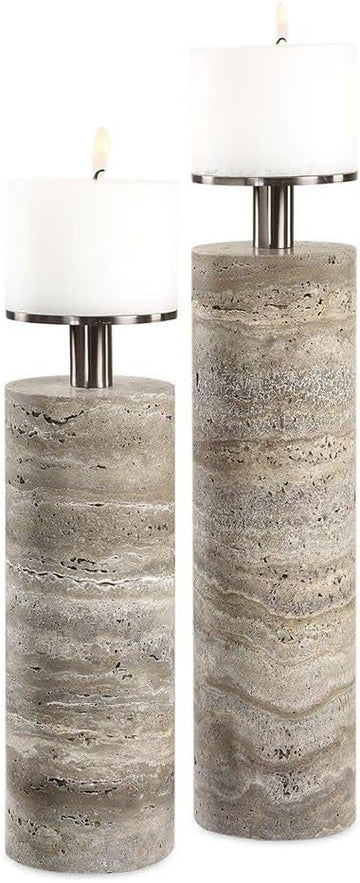 Shadowstone - Candleholder (Set of 2)-15.5 Inches Tall and 4 Inches Wide