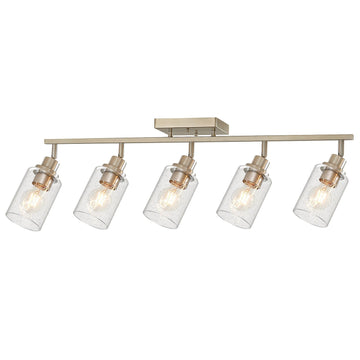 Brushed Nickel Track Lighting Kit, Flush Mount Ceiling Spotlights with Seeded Glass, Bathroom Vanity Lighting