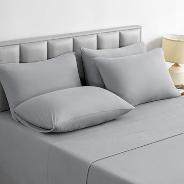 Jersey Knit Queen Sheet Set 6 Pieces, Stretch Super Soft and Wrinkle-Free Bed Sheets, Spandex Blend with 18-inch Deep