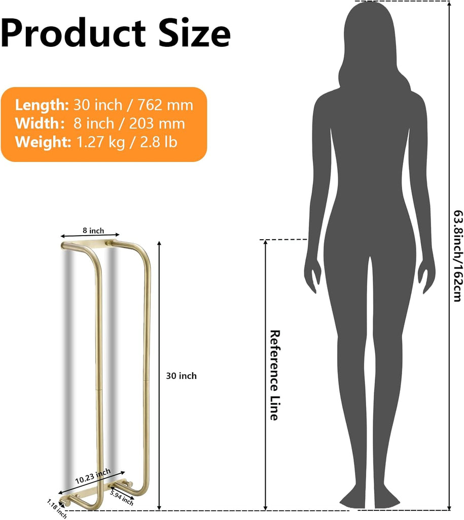 Brushed Gold Towel Racks Wall Mounted for Rolled Towels | Bathroom Towel Rack Storage Stainless Steel Vertical Towel