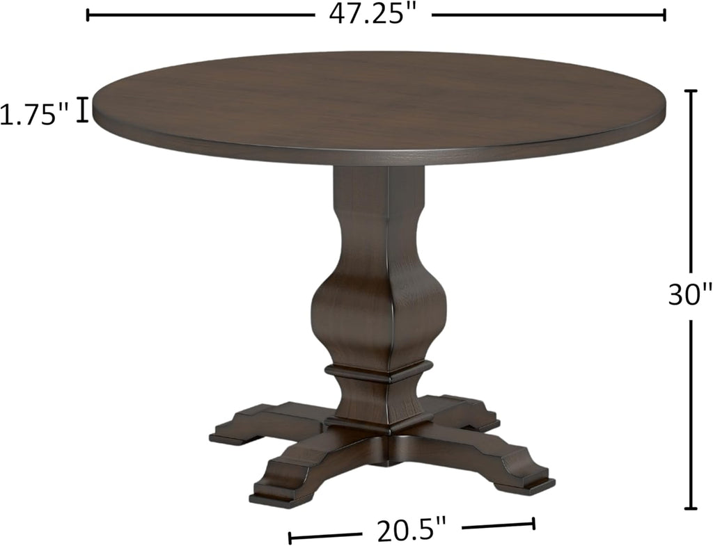 Havre Pedestal Base Round Dining Table, Espresso