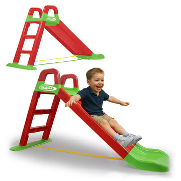 Funny Red - Made of Robust Plastic, Slide Run for Gentle Landings, Wide Steps and Safety Handles, Stabilising Rope