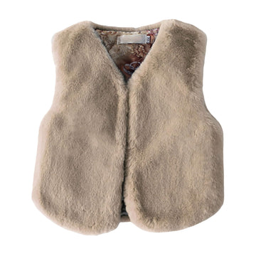 Faux Fur Vest Girls Fall Fashion 2026 Sleeveless Fuzzy Jacket Toddler Fluffy Coats Winter Clothing Furry Outerwear