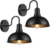 Outdoor Wall Sconce, 2 Pack Exterior Waterproof Farmhouse Barn Light Fixture, Black Garage Wall Lantern