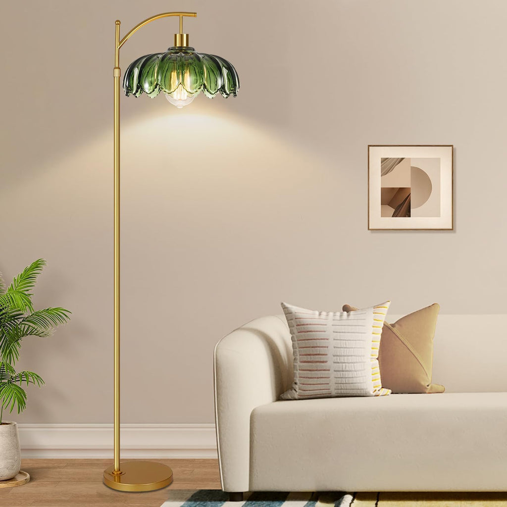Gold Floor Lamp,Mid Century Modern Standing Lamp with Remote
