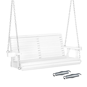 XL 4 FT Pro Wooden Porch Swing with Cup Holders, 880 LBS, White