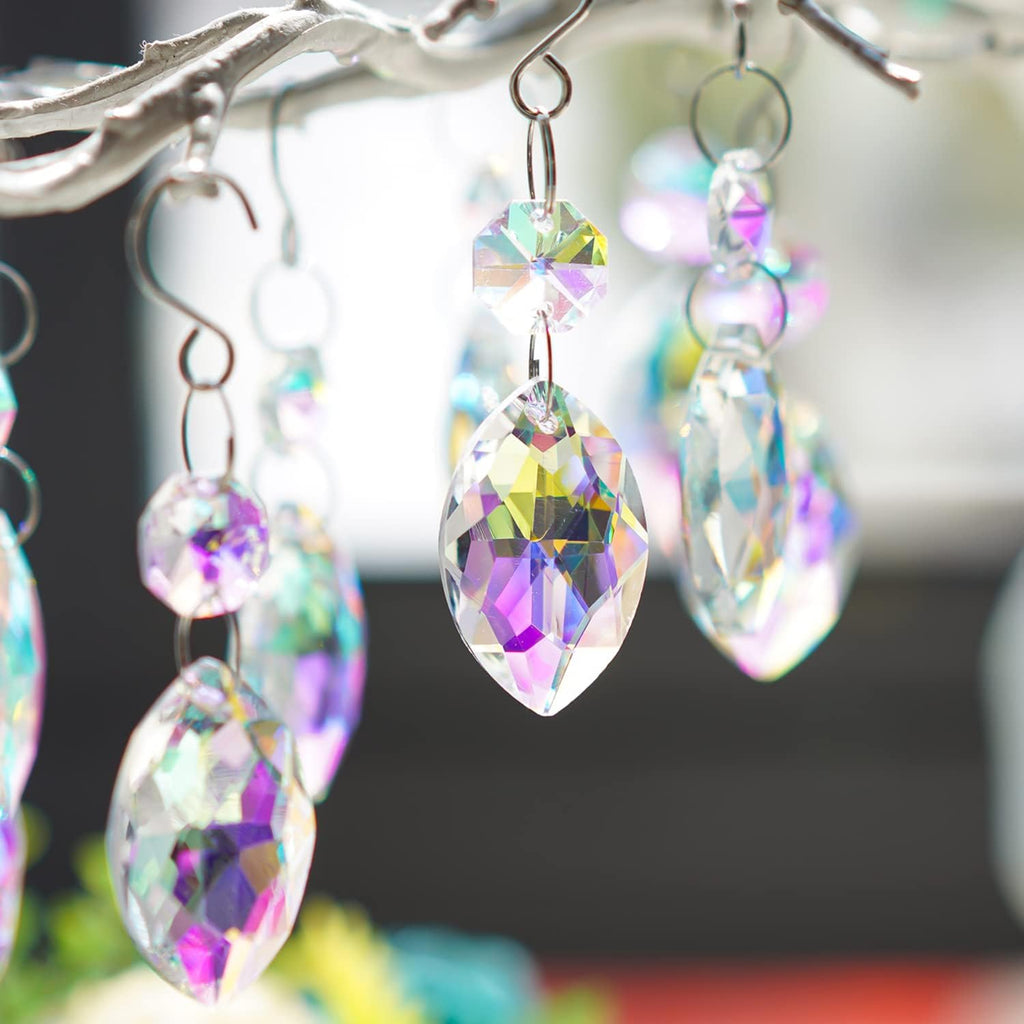 20pcs 38mm Horse Eye Chandelier Crystals, Crystal Chandelier Prisms Pendants Parts Connected Glass Octagon Beads Hanging