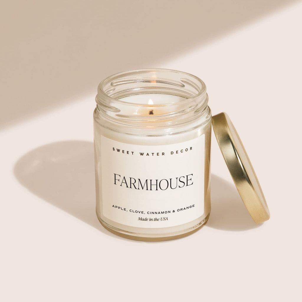 Farmhouse Candle, 9oz Clear Jar, Autumn Home Decor