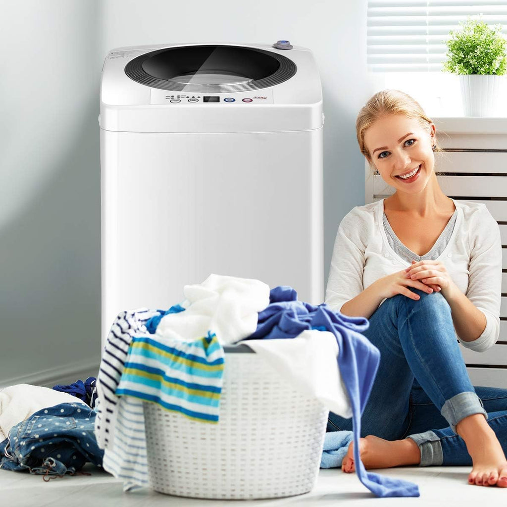 Portable Washing Machine, Full Automatic Washer and Dryer Combo, with Built-in Pump Drain 8 LBS Capacity Compact