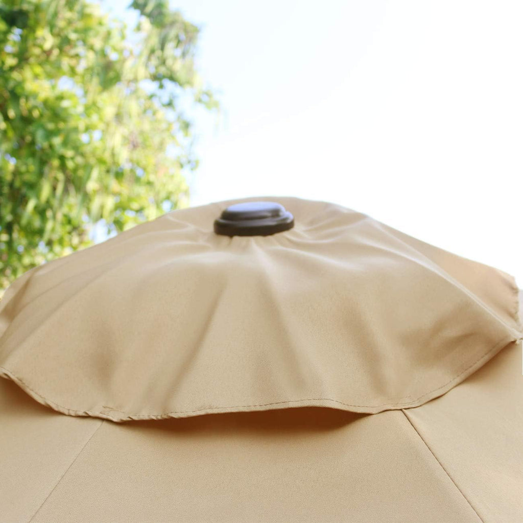 9' Patio Umbrella Outdoor Table Umbrella with 8 Sturdy Ribs (Tan)