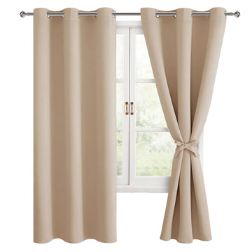 Blackout Window Curtain Panels, Set of 2, Beige, 42 x 72 Inch