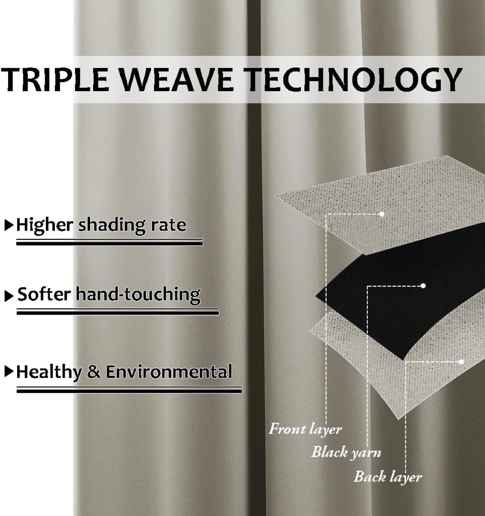 2 Panels Outdoor Curtains Waterproof 108 inches Long, Windproof Thermal Insulated Top & Bottom Grommet Blackout