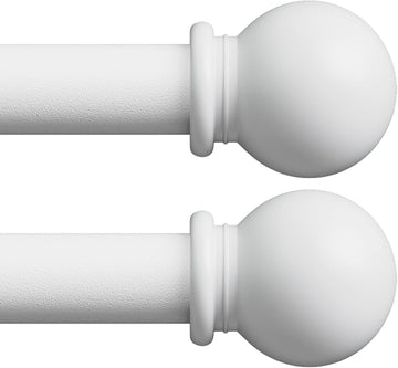 White Curtain Rods for Windows, 2 Pack 5/8" Curtain Rod Set with Brackets, Splicing Adjustable Curtain Rod