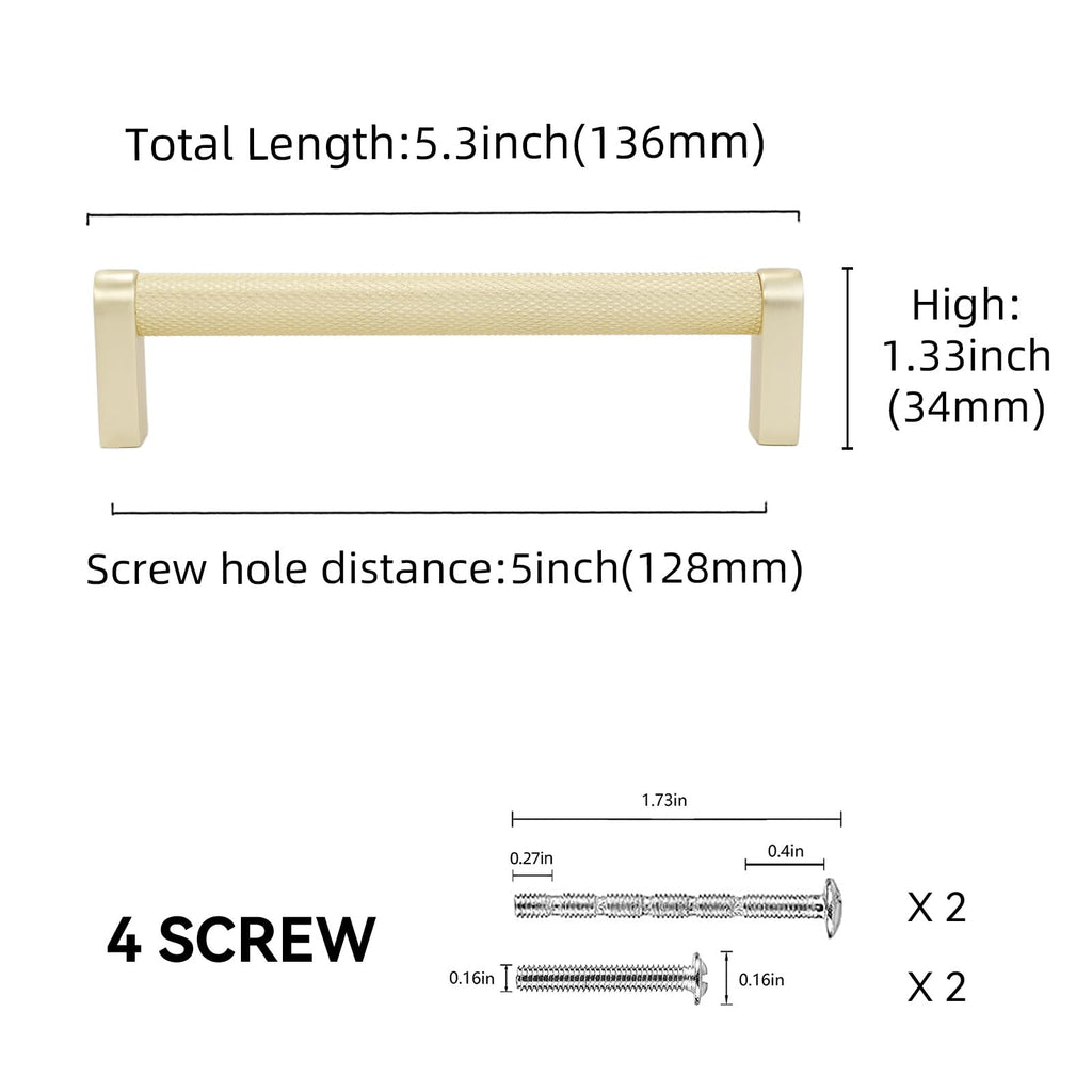 10 Pack 5 Inch Brushed Brass Kitchen Cabinet Handles