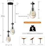 Raindrop Pendant Lights Kitchen Island Teardrop Black Hanging Light Fixtures Clear Solid Glass Pendant Light Modern Chandeliers for Dining Room Porch Corridor Living Room (2-Light) A121-B0DNDNBSCQ