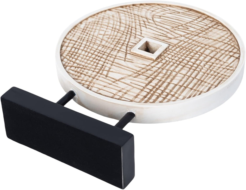Unique Round Coin Sculpture Decorative Objects for Shelf Home Decor Accents, Modern Abstract Tabletop Decor Items