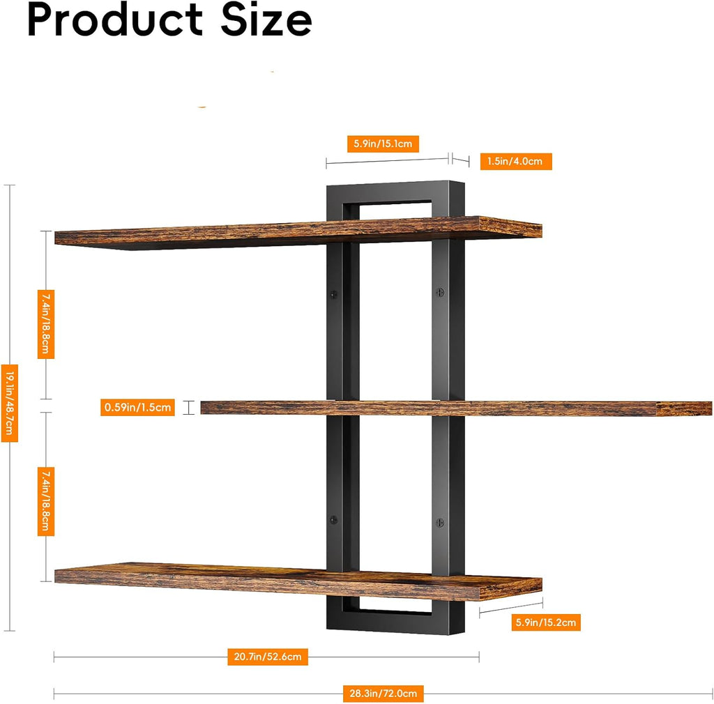 Floating Shelves for Wall, Wood Wall Shelves | 3 Tier Shelves for Wall Decor, Decorative Hanging Storage Shelf