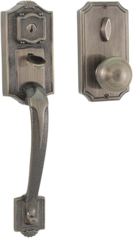Colonial 1400 Series Deadbolt Keyed One Handle Set with Impresa Knob Antique Brass - Door Handleset