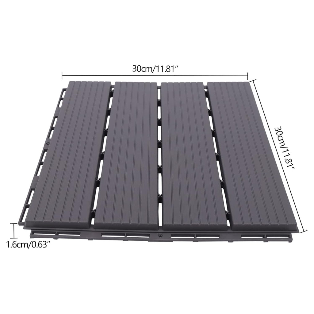 22 Pcs Plastic Composite Patio Deck Tiles,12"X12" Interlocking Deck Tiles Waterproof Outdoor Flooring All Weather Use