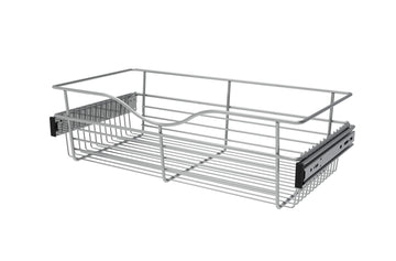 Chrome 24" Wire Pullout Basket for 12" Deep Closet - 7" H