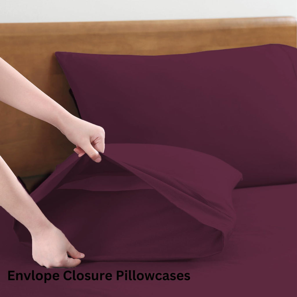 King Sheets 100% Organic Cotton 4pc Percale Soft - Windsor Wine