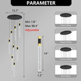 8-Lights 98 Inches Modern Chandelier LED Light Fixtures Adjustable Long Light Chandelier for Hallway Foyer Dimmable Lights with Remote Dining Kitchen Ceiling Pendant Lighting A100-B0D78KP1F9