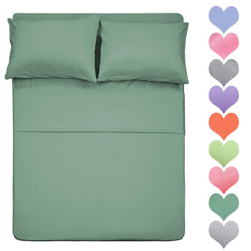 400 Thread Count Cotton Queen Size Sheet Set (Sage Color) 4 Piece - 100% Long Staple Cotton Sheets Set, Soft Cotton