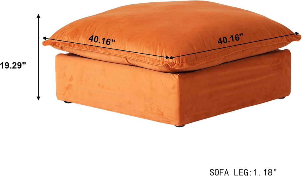Ottoman Module for Living Room, Cushion Covers Removable, Minimalist Comfy Breathable Ottoman Seater Paired with Sofa Couch for Living Room Apartment, Orange